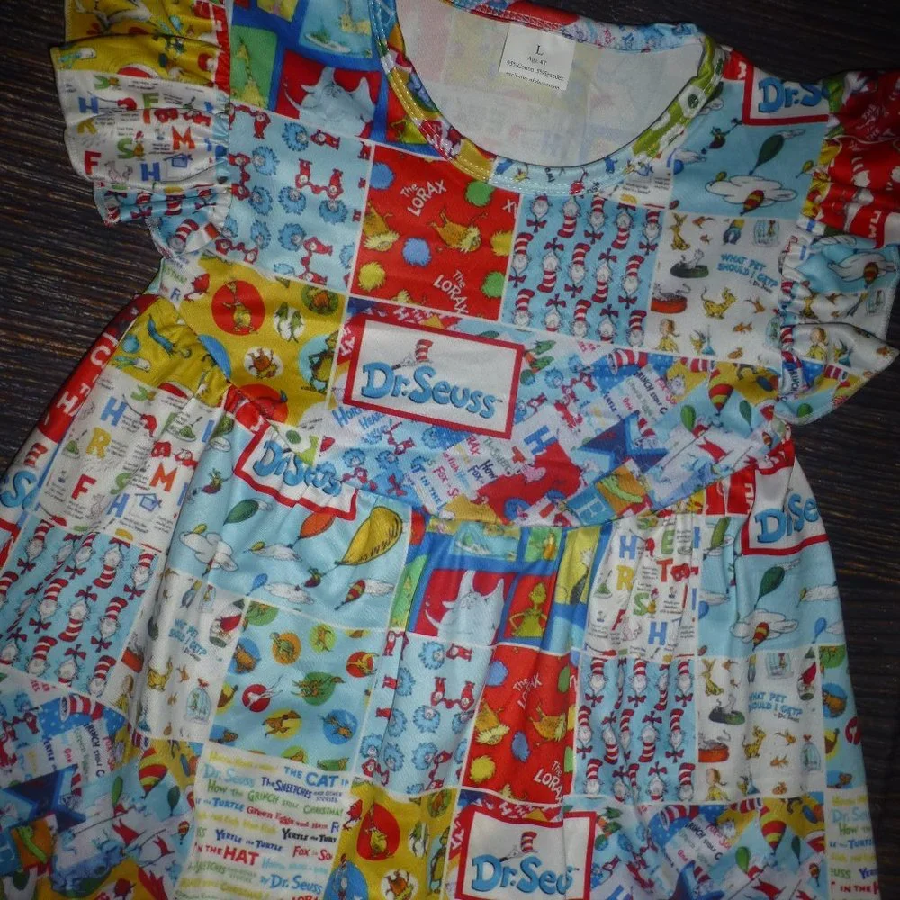 Boutique Dr Seuss Cat in the Hat Girls Sleeveless Pearl Dress
